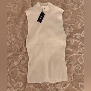 Express Cream Ribbed Tank Top